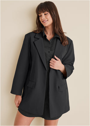 Oversized Blazer - Jet Black - thumbnail-8
