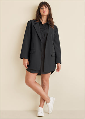 Oversized Blazer - Jet Black - thumbnail-10