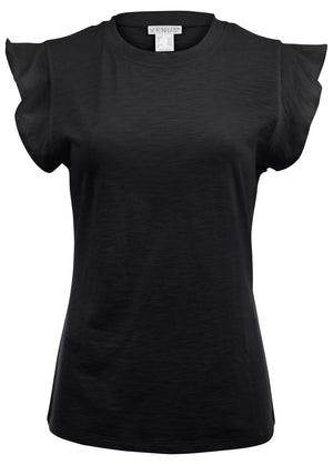 Ruffle Sleeve Tee - Jet Black - thumbnail-4