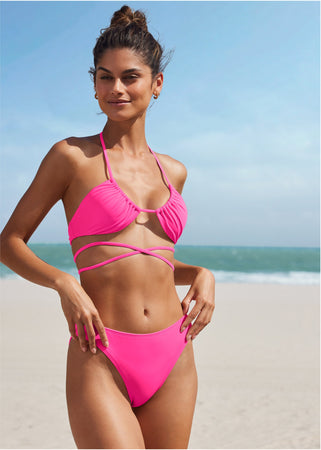 Strappy Ibiza Triangle Top Hot Pink