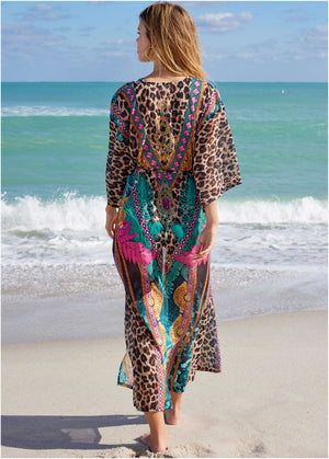 Long Kimono Cover-Up - Jungle Beauty