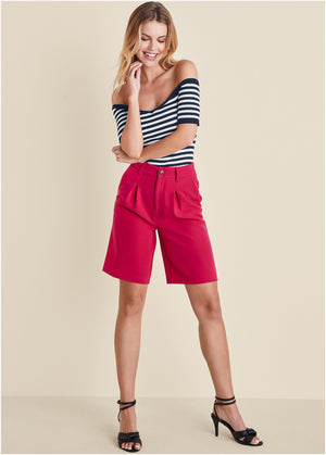 Bermuda Suit Shorts  - Dark Pink - thumbnail-2