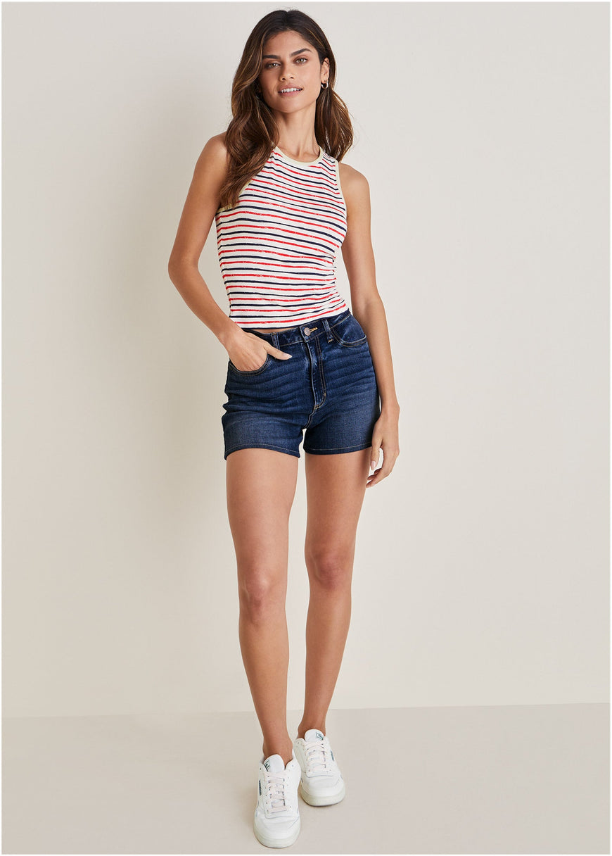 Racerback Striped Tank - Tricolor Boardwalk Stripe – VENUS
