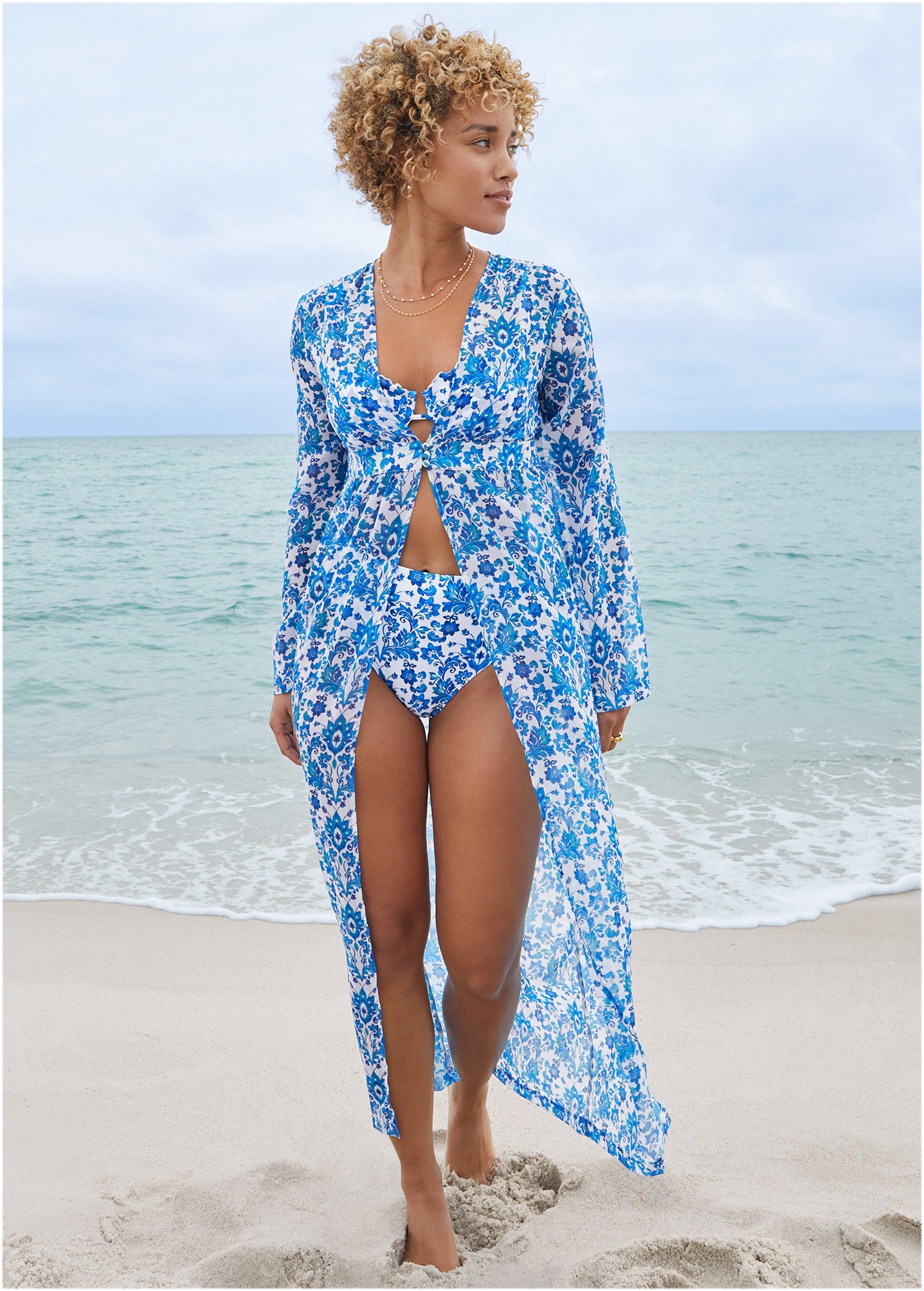 Sea Breeze Kimono Cover-Up - Delicate Floral – VENUS