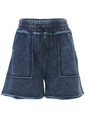 French Terry Shorts - Blue Indigo Wash - thumbnail-4