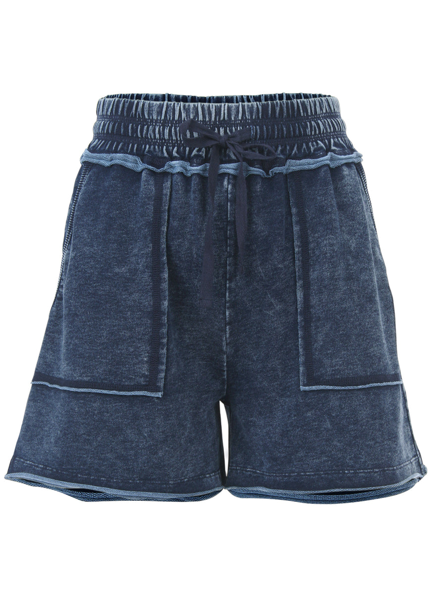 French Terry Shorts - Blue Indigo Wash