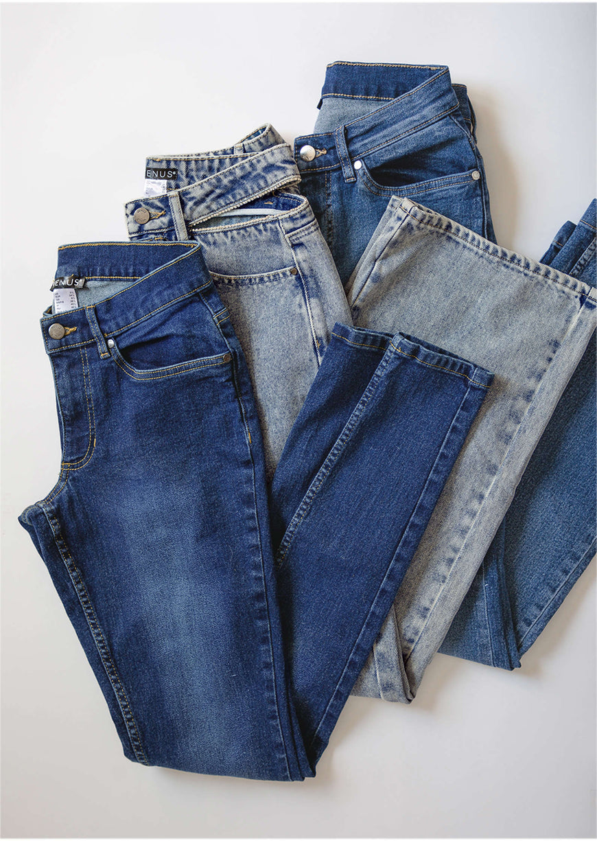 Rhinestone Cut Out Jeans - Acid Wash