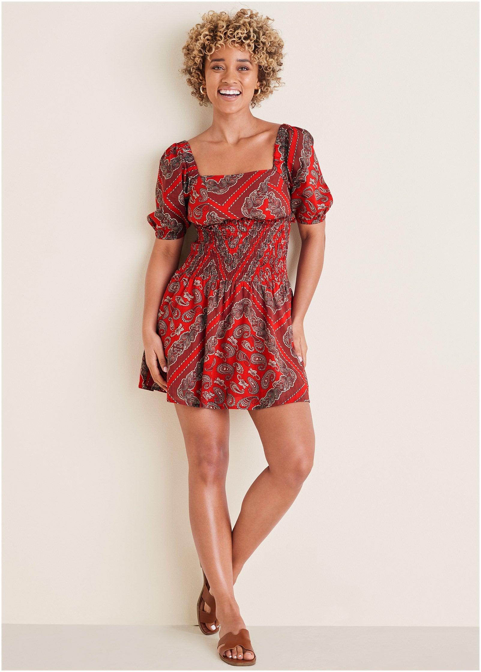 Cotton Voile Mini Dress - Bandana Red – VENUS