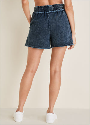 French Terry Shorts - Blue Indigo Wash - thumbnail-2