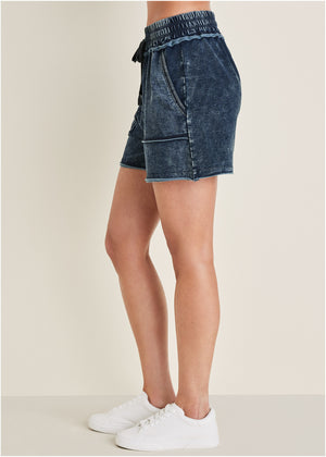 French Terry Shorts - Blue Indigo Wash - thumbnail-3