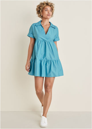 Cotton Poplin Tiered Dress