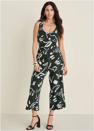 Linen Jumpsuit Modern Graffiti