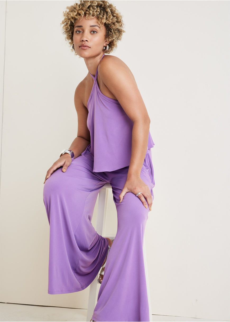 Cross Neck Jumpsuit - Purple