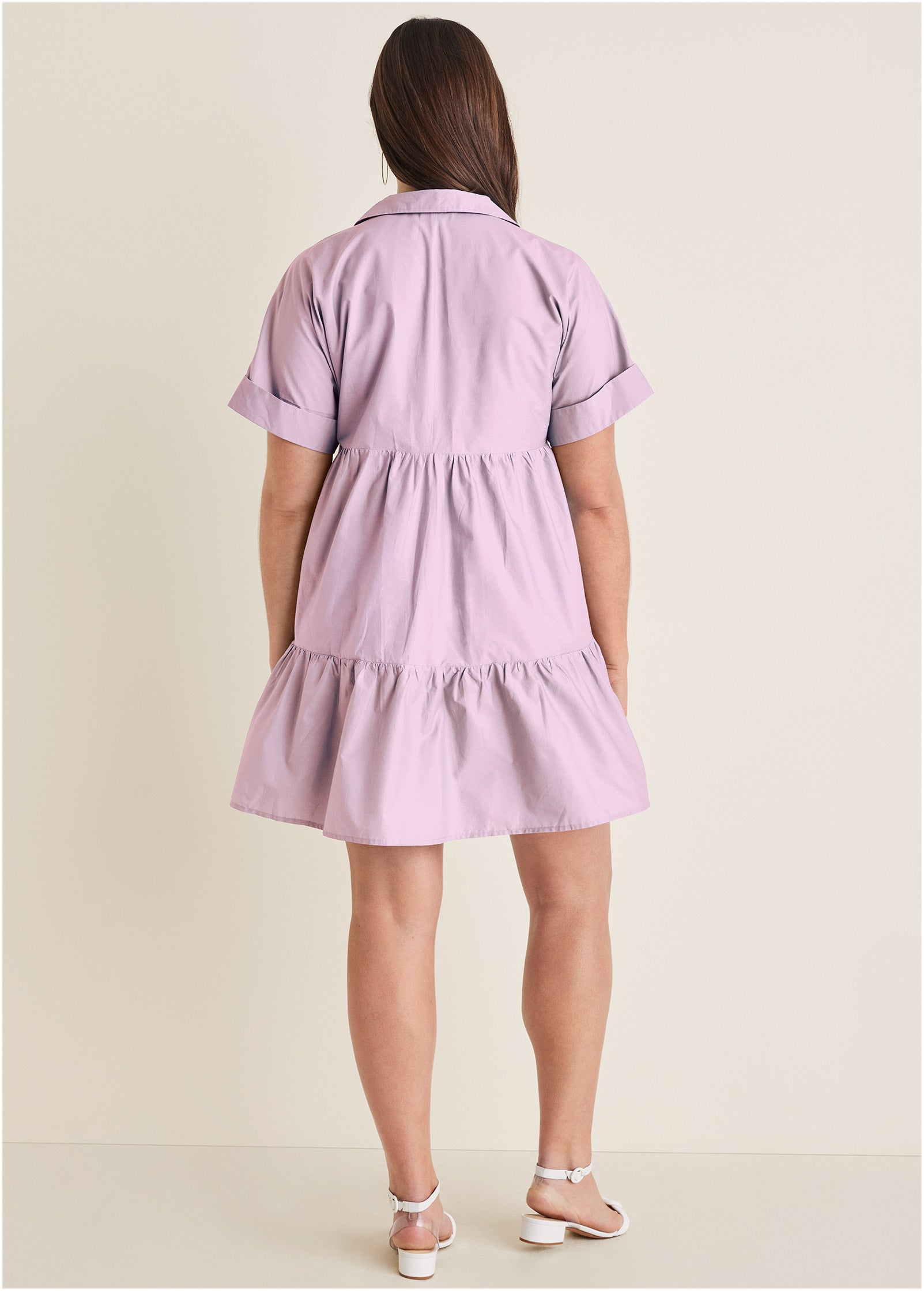 Cotton Poplin Tiered Dress - Lilac – VENUS