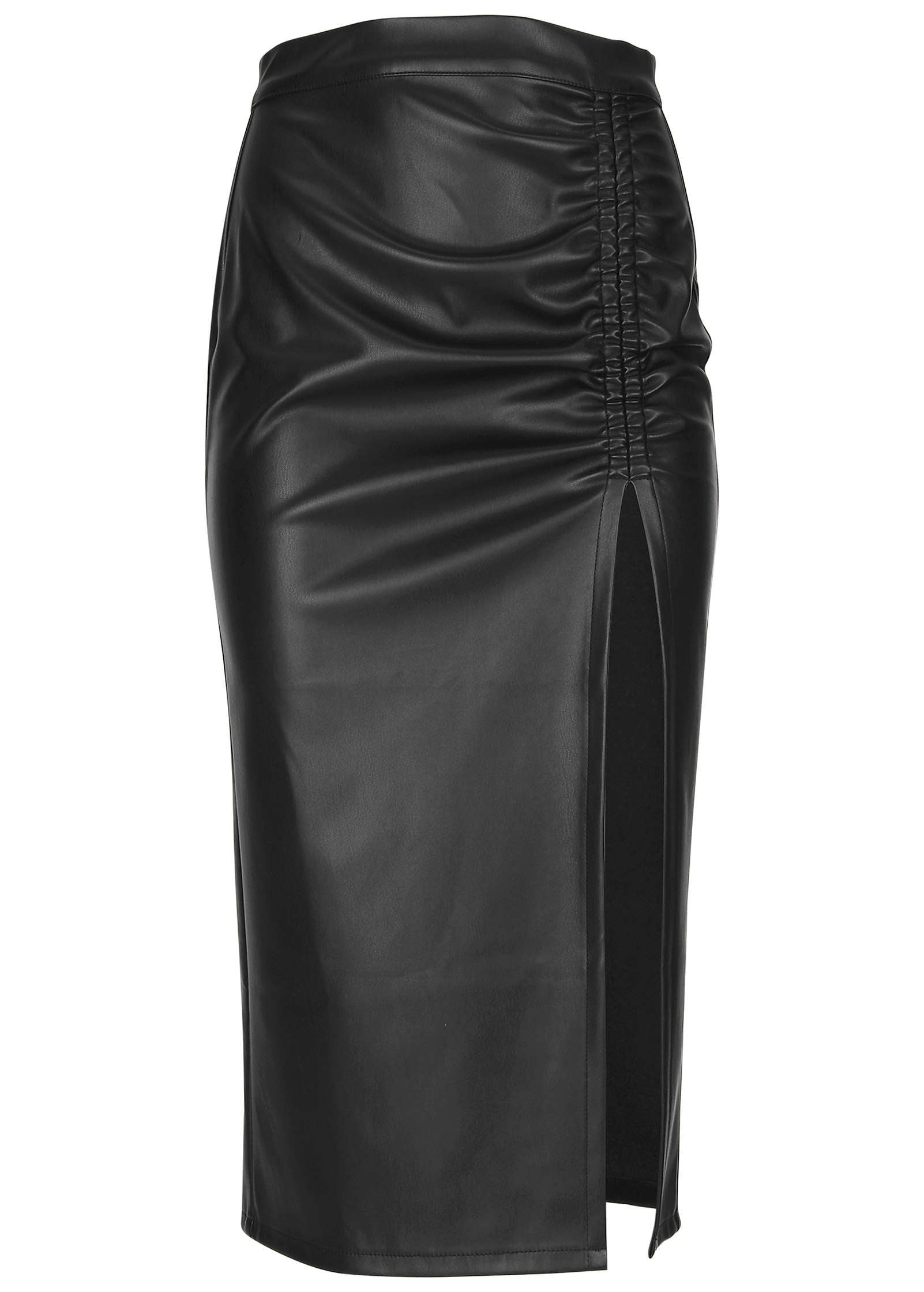Faux Leather Midi Skirt - Jet Black – VENUS