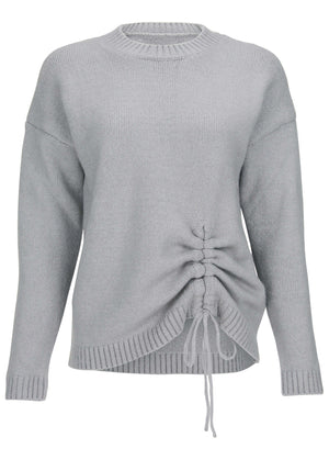 Ruched Sweater - Light Heather Grey - thumbnail-4