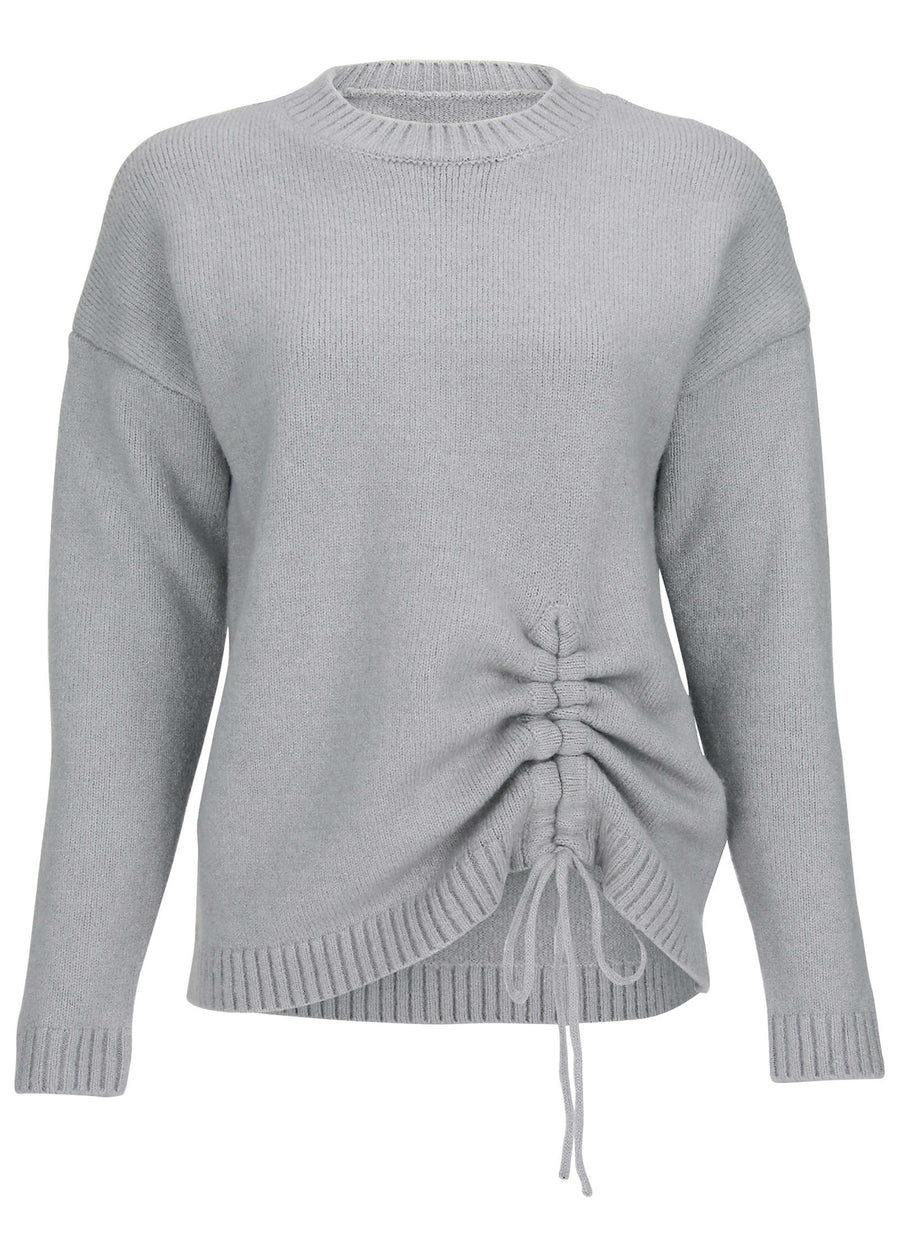 Ruched Sweater - Light Heather Grey