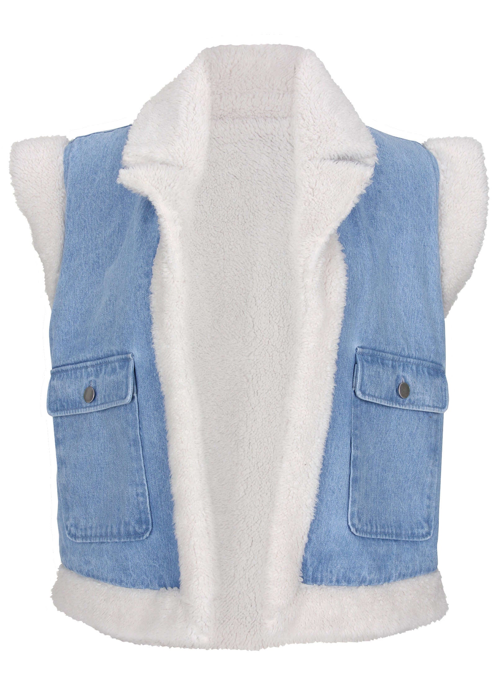 Denim Sherpa Vest - Medium Wash – Venus Fashion