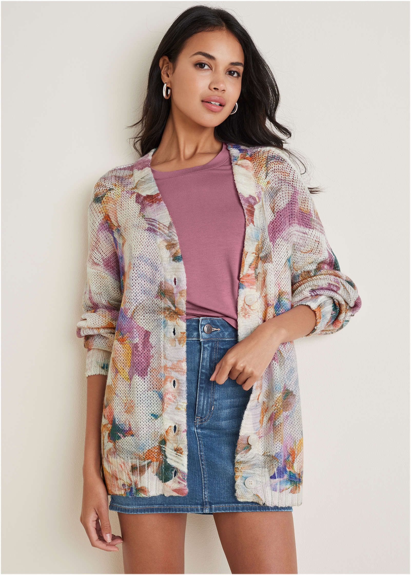 Light Weight Cardigan - Digital Wildflowers – VENUS