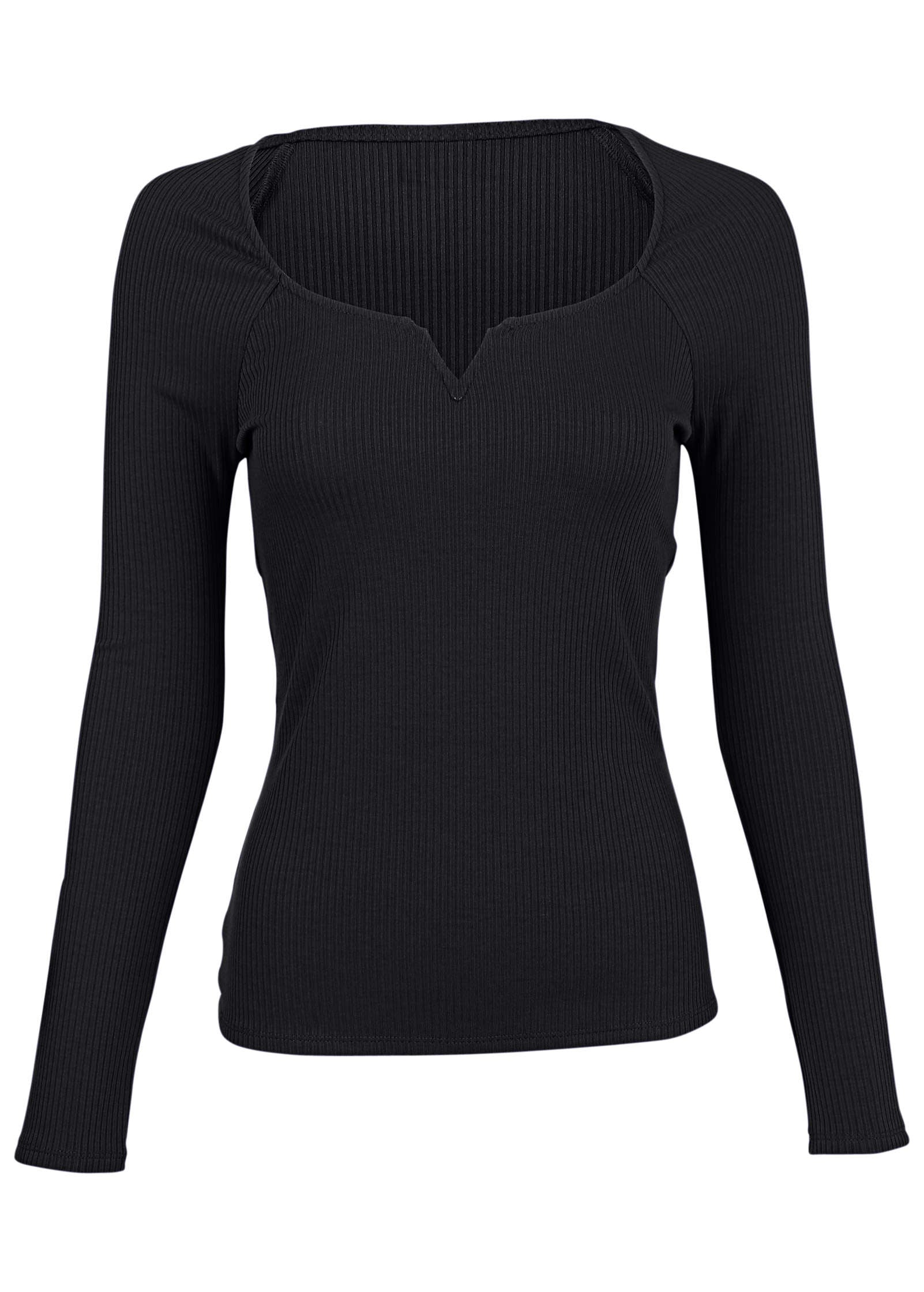 Deep Scoop Neck Ribbed Top - Jet Black – VENUS