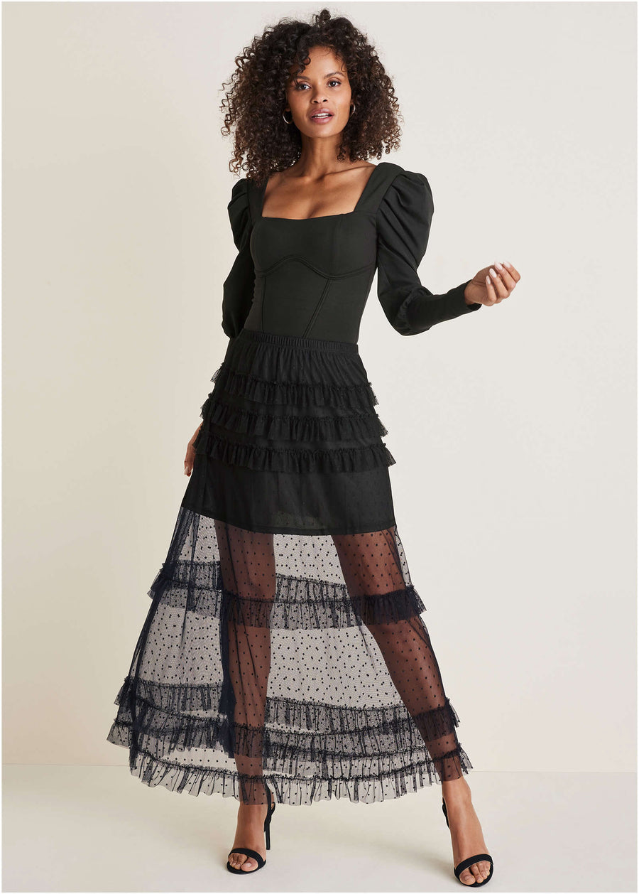 Puff Sleeve Bodysuit - Jet Black