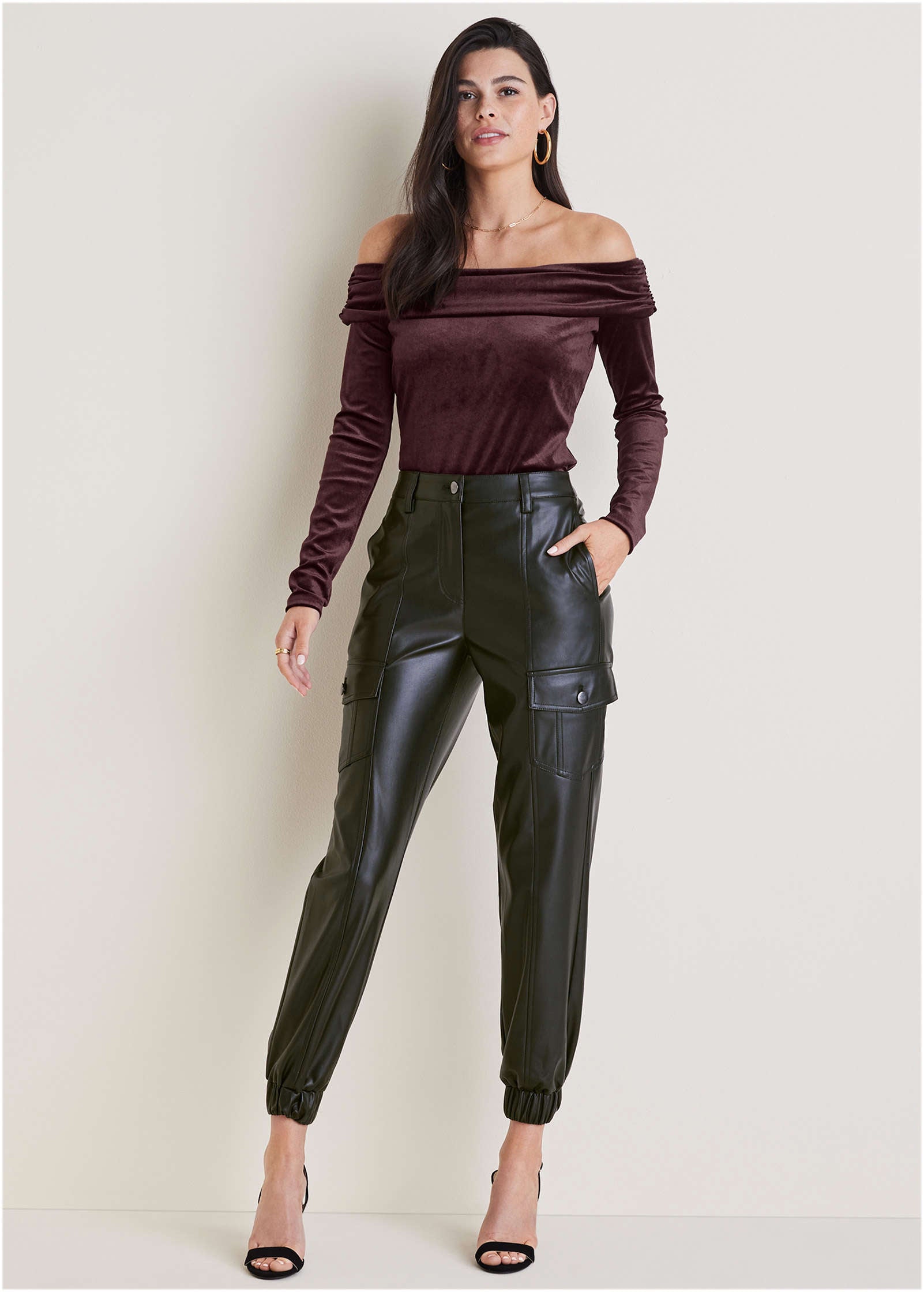 Faux Leather Cargo Pants - Jet Black – VENUS