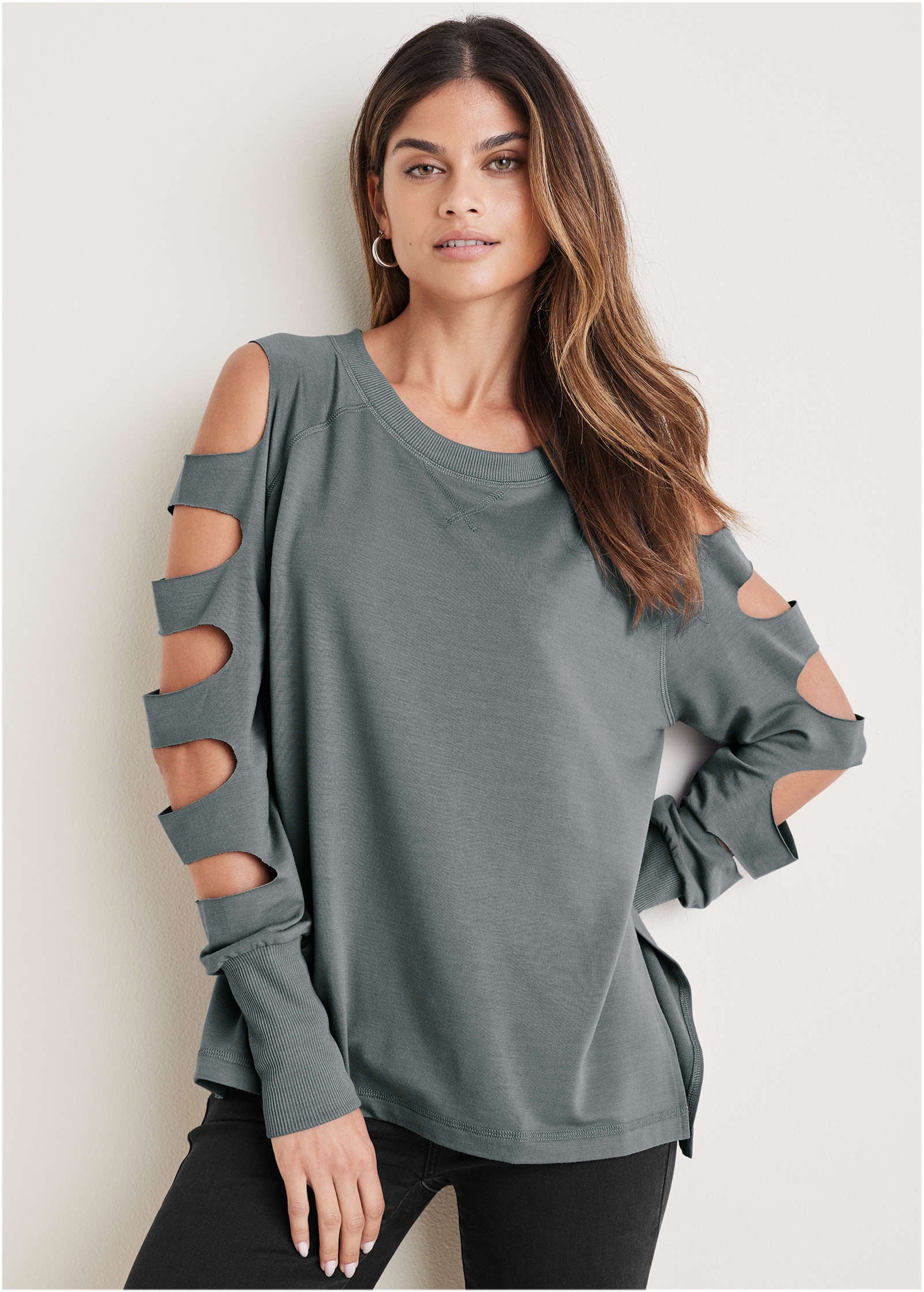 Cutout Sleeve Sweatshirt – VENUS