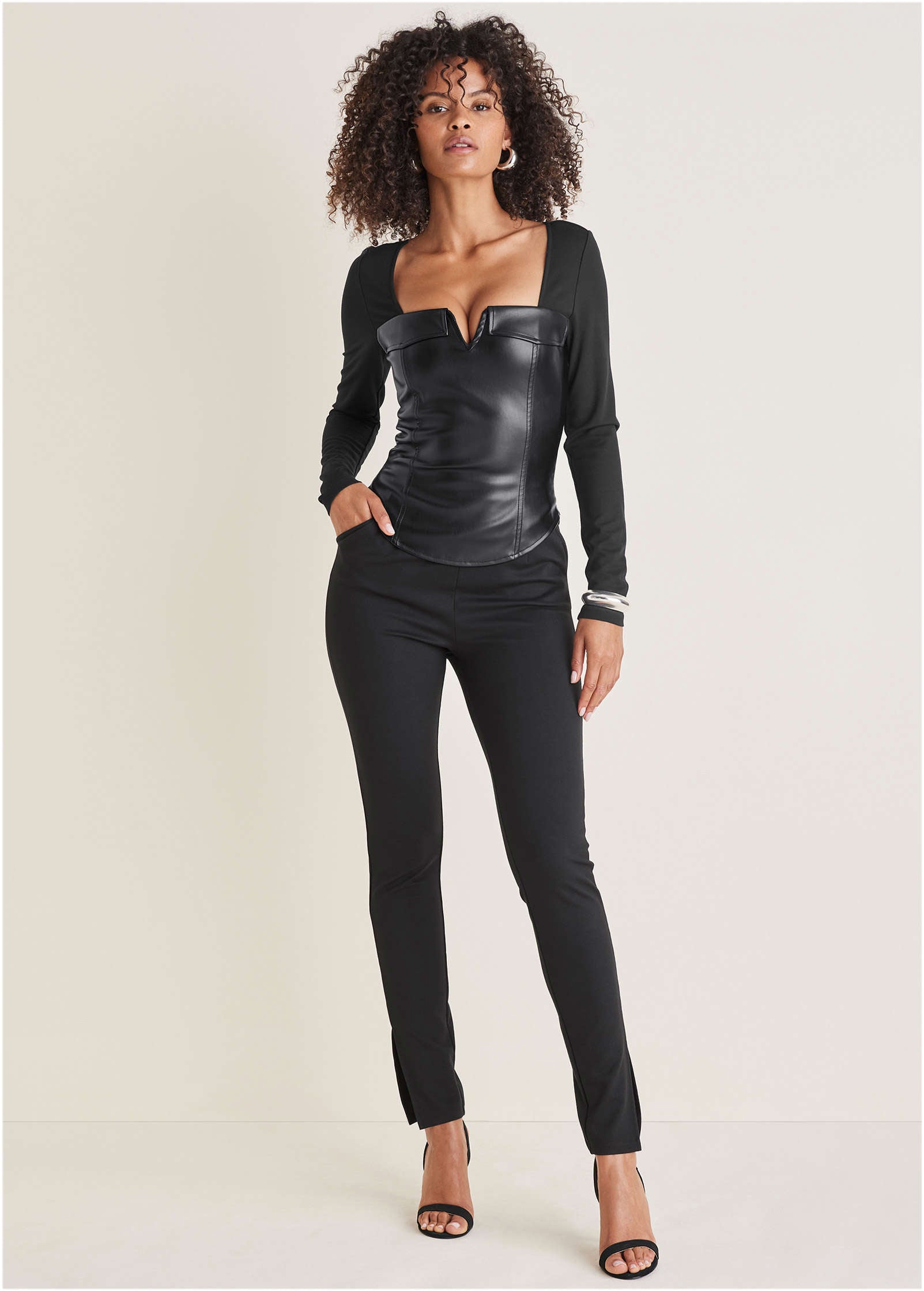 Faux Leather Corset Top - Jet Black – VENUS