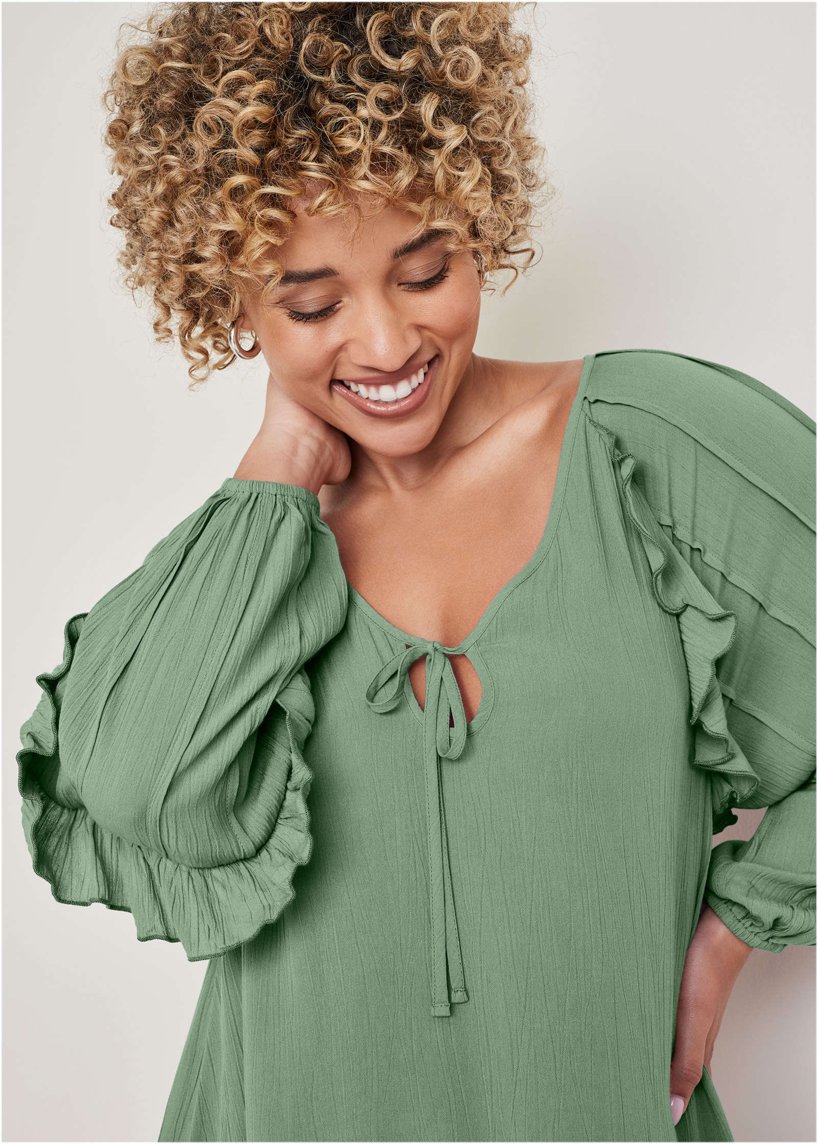 Ruffle Mini Dress - Basil – VENUS