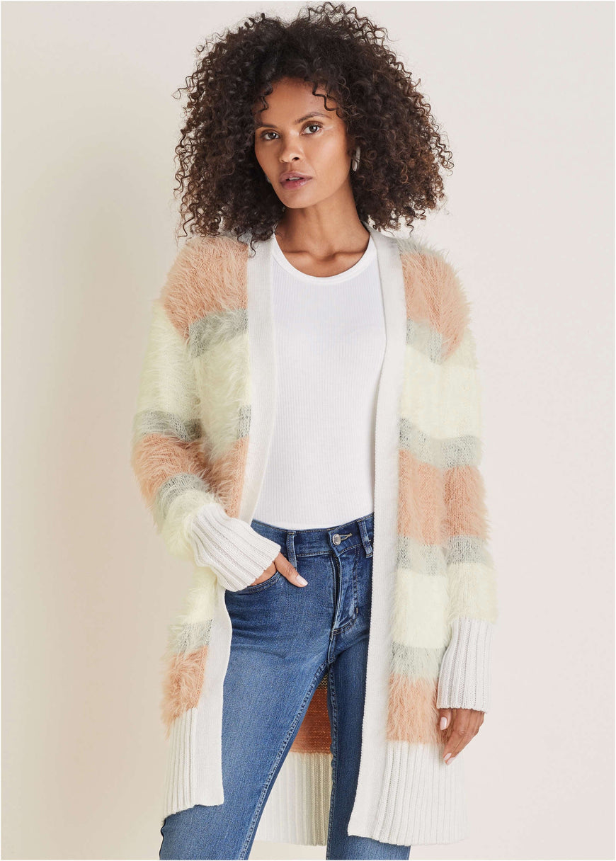 Eyelash Cardigan White Multi – VENUS1