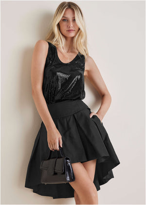High-Low Bubble Skirt - Jet Black - thumbnail-6