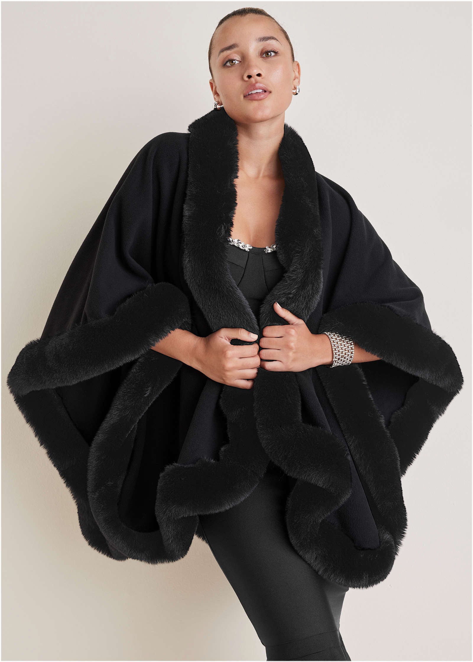 black fur cape shawl
