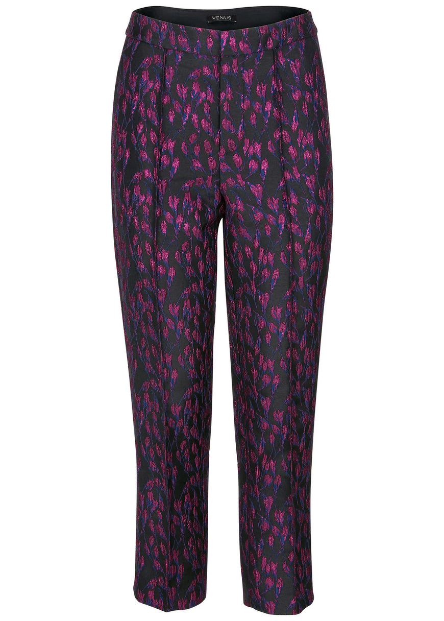 Straight Leg Jacquard Pants - Blue Multi