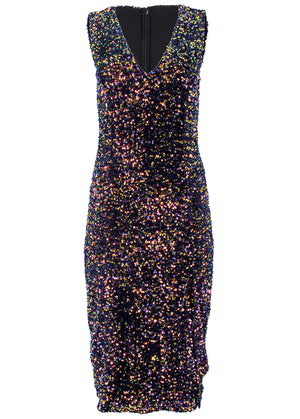 Plunge Sequin Midi Dress - Fantasy Sequins - thumbnail-5