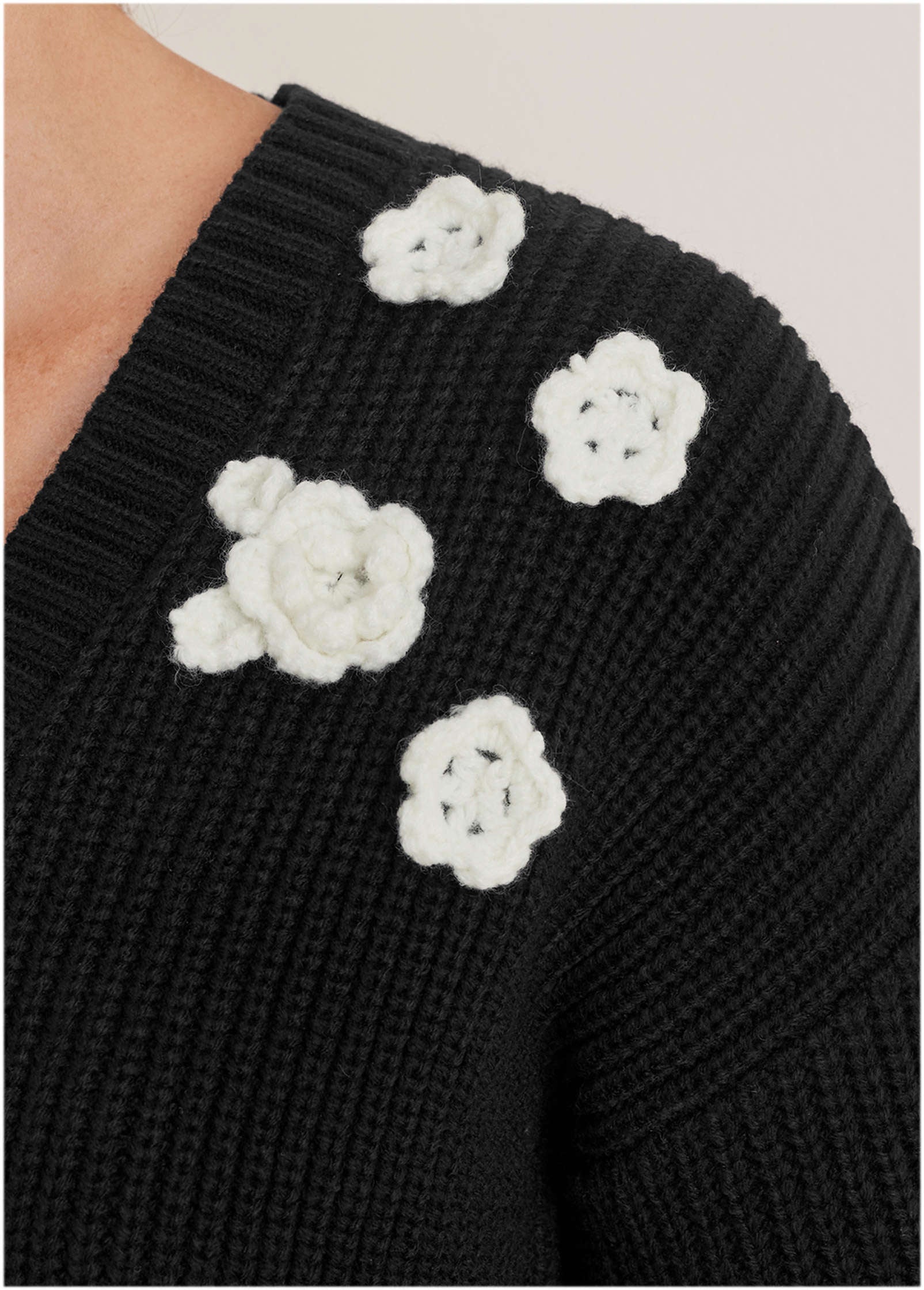 Floral Cardigan - Jet Black – VENUS