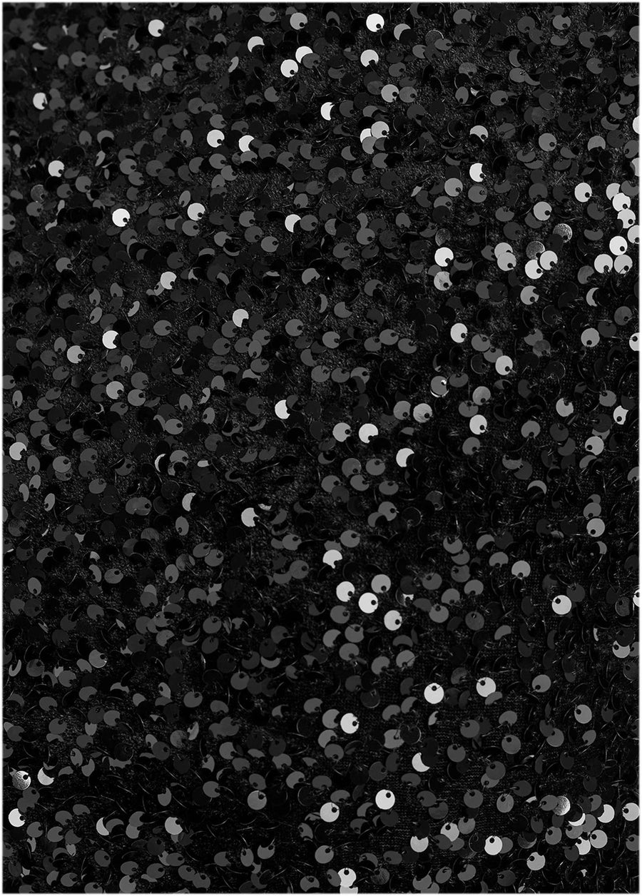 Sequin Velvet Mini Dress - Black