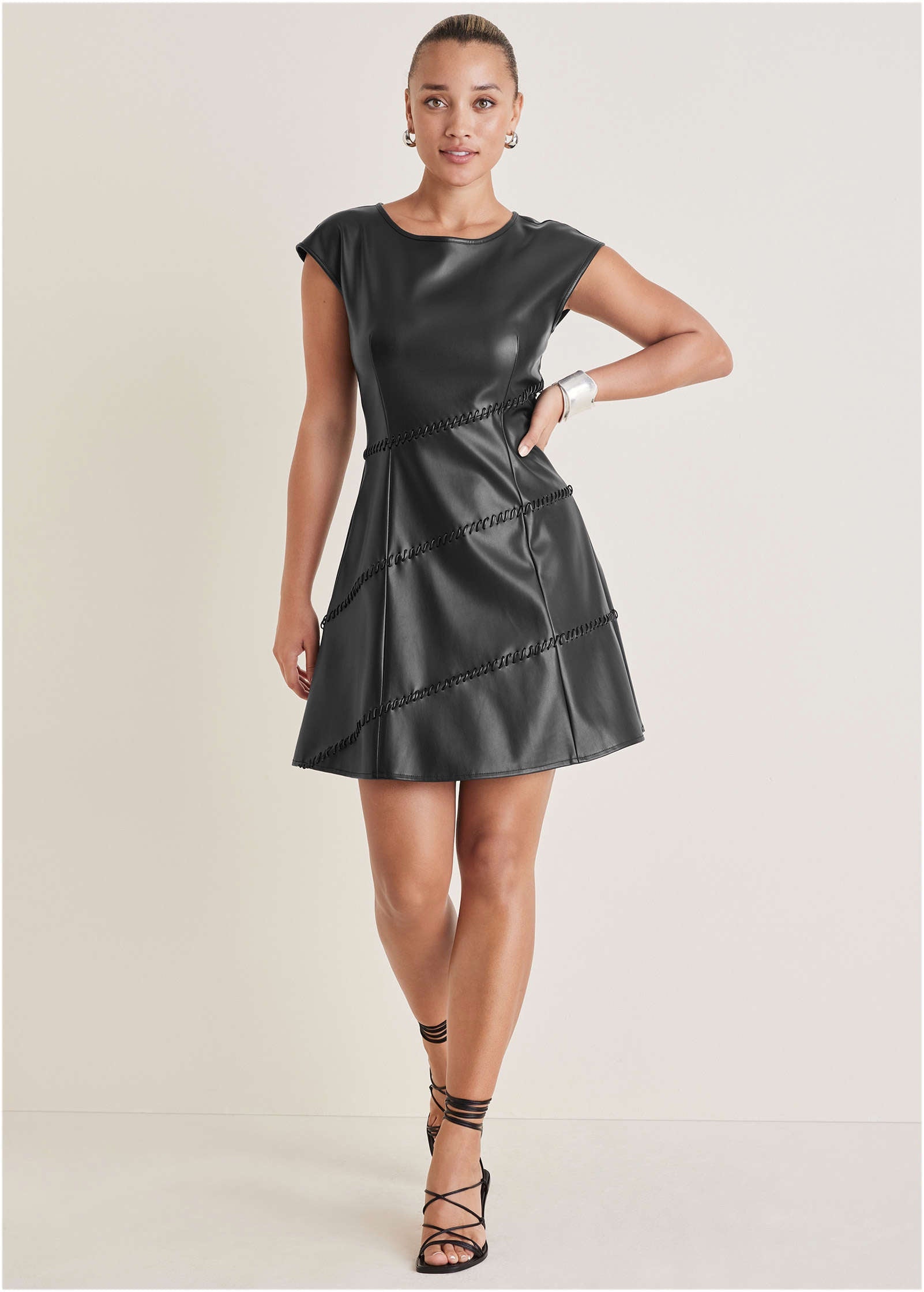 Polly Dresses For Women Lolita Faux Leather Mini Skirt Black