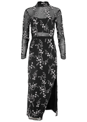 Embroidered Floral Maxi - Jet Black - thumbnail-4