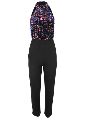 High Neck Sequin Jumpsuit - Fantasy Sequins - thumbnail-6
