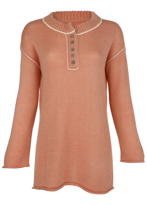 Contrast Stitch Henley - Dusty Rose - thumbnail-6