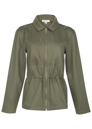 Twill Utility Jacket - Olive - thumbnail-5