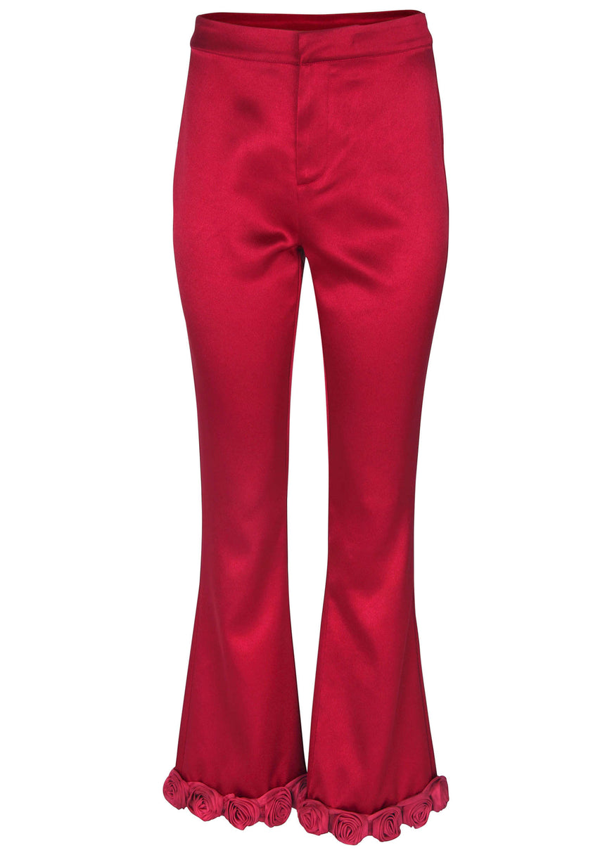 Rose Trim Trouser - Dark Red