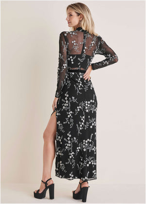 Embroidered Floral Maxi - Jet Black - thumbnail-2