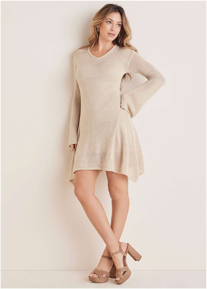 venus sweater dress Tie Side | Light Heather Grey high boots once the temps drop. This All-Grey Sweater Dress is