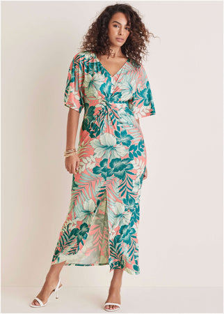 Twist Front Maxi Dress Tropicana Floral