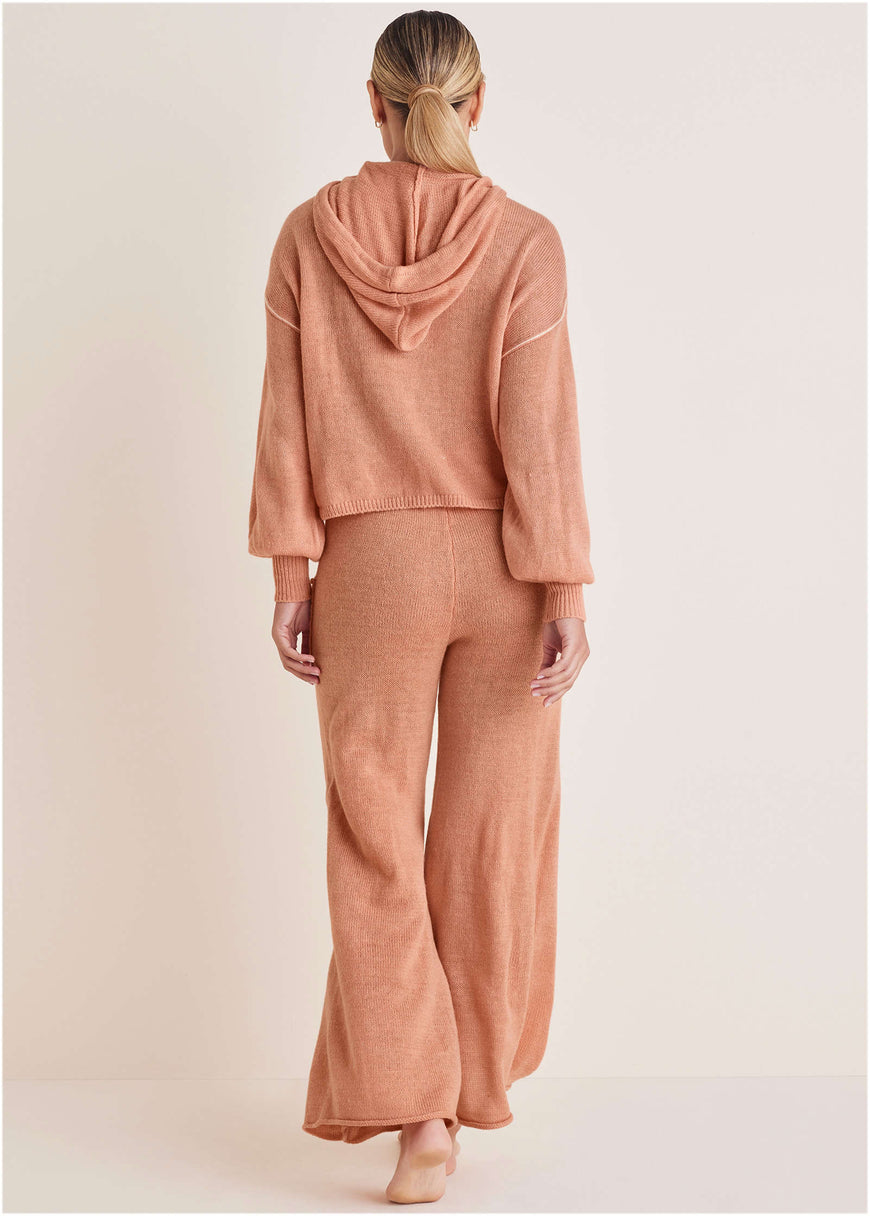 Contrast Stitch Hoodie - Dusty Rose