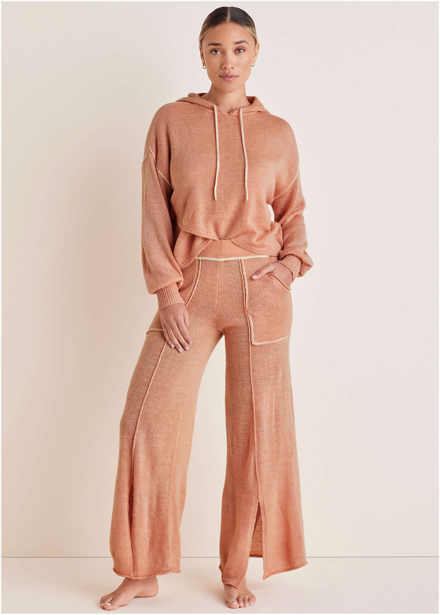 Contrast Stitch Wide Leg - Dusty Rose