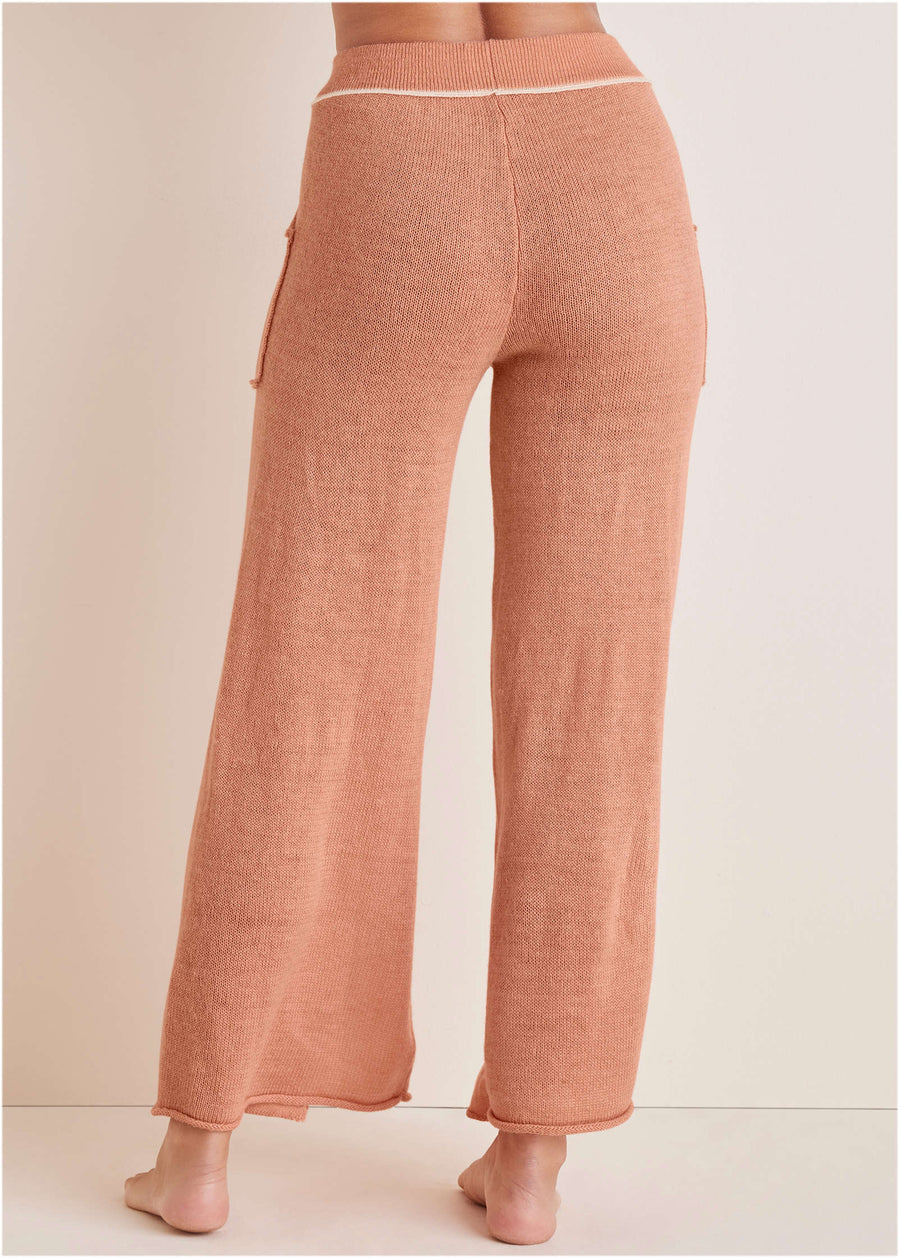 Contrast Stitch Wide Leg - Dusty Rose