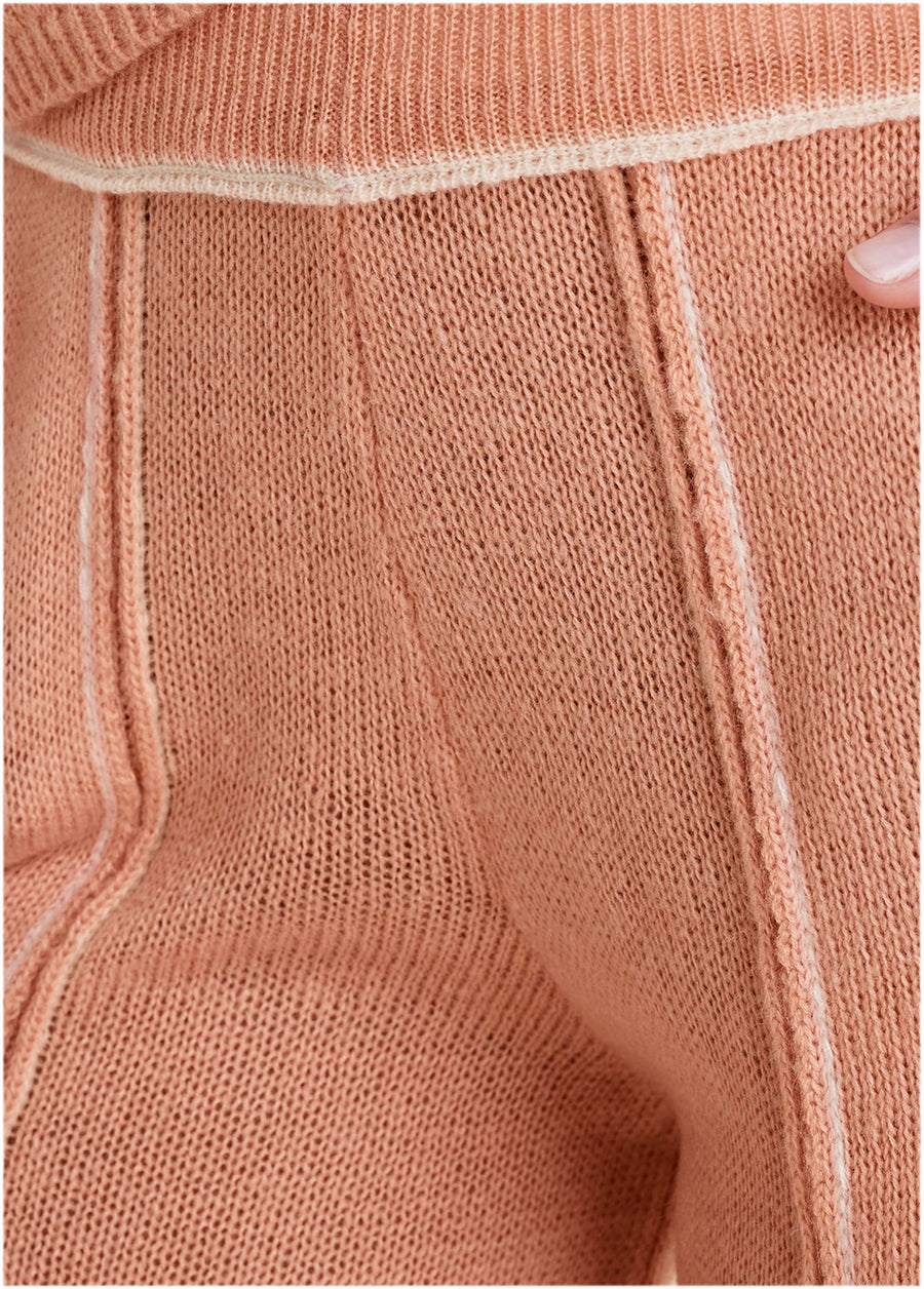 Contrast Stitch Wide Leg - Dusty Rose