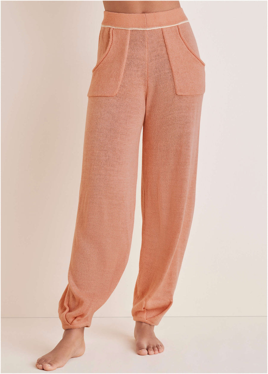 Contrast Stitch Jogger - Dusty Rose
